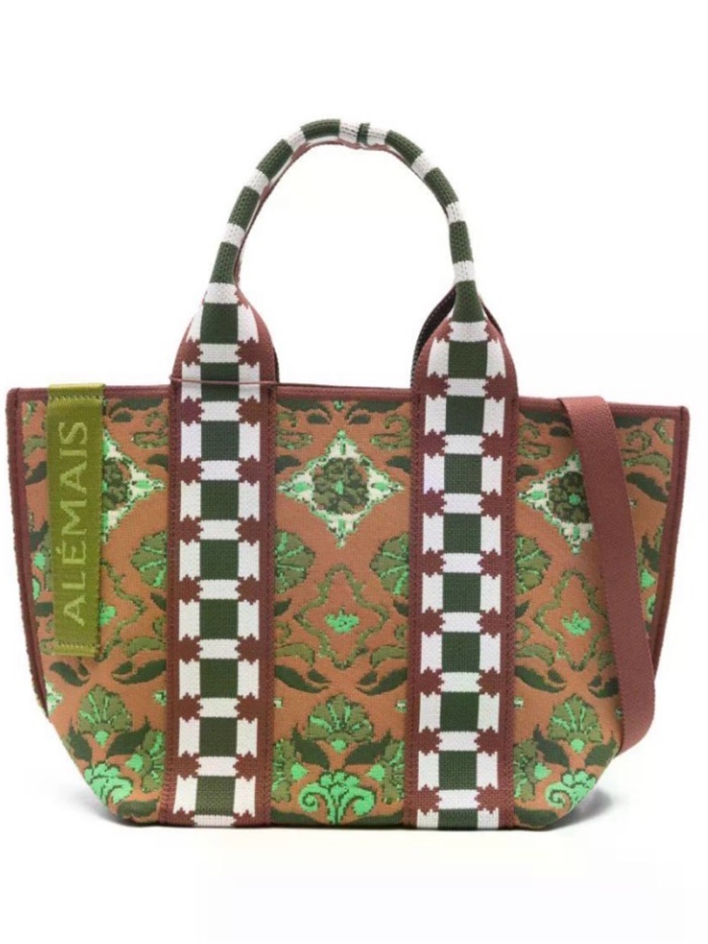 NWT Alemais Cece Jacquard Green & Brown Floral Mini Tote Bag SOLD OUT! RV $320